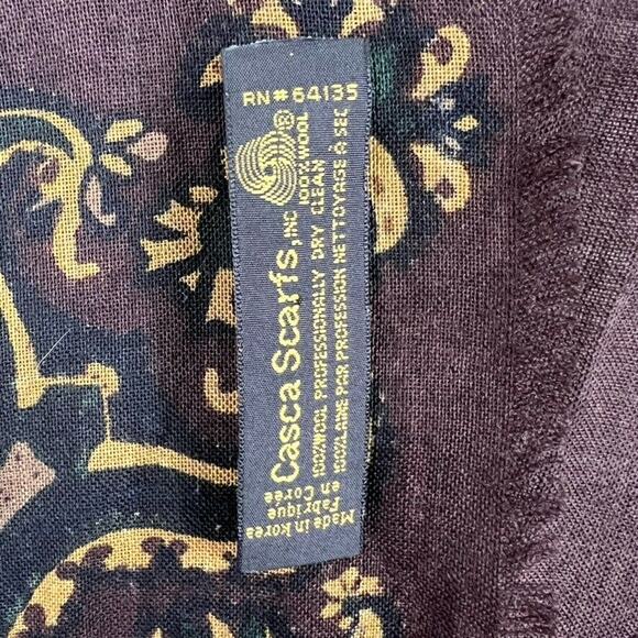 Casca Scarfs Scarf 100% Wool Brown Large 52"X 52" Paisley Fringe - Picture 6 of 8